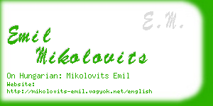 emil mikolovits business card